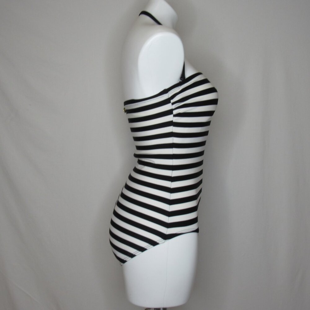 Kate Spade NY Black White Stripe One Piece Swimsuit Women's L Large - Picture 5 of 9